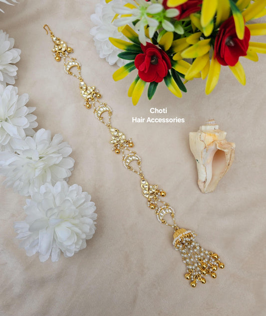 Zevar Hair Accessories Elegant Gold Plated Choti Hair Accessory for Women | Traditional South Indian Braid Jewelry