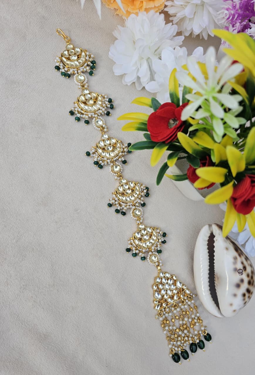 Zevar Hair Accessory Pachi Kundan Choti Hair Accessory | Traditional Indian Hair Jewelry