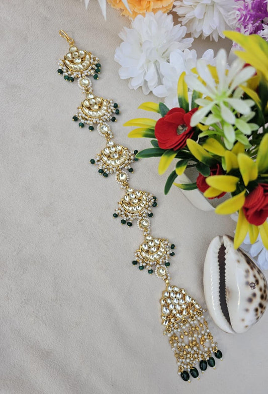 Zevar Hair Accessory Pachi Kundan Choti Hair Accessory | Traditional Indian Hair Jewelry