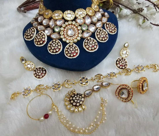 Zevar Heavy Kundan Meenakari Chokhar Necklace Set