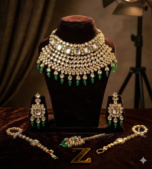 Zevar Jewellery Set Exquisite Kundan Semi Bridal Jewellery Set | Premium Collection