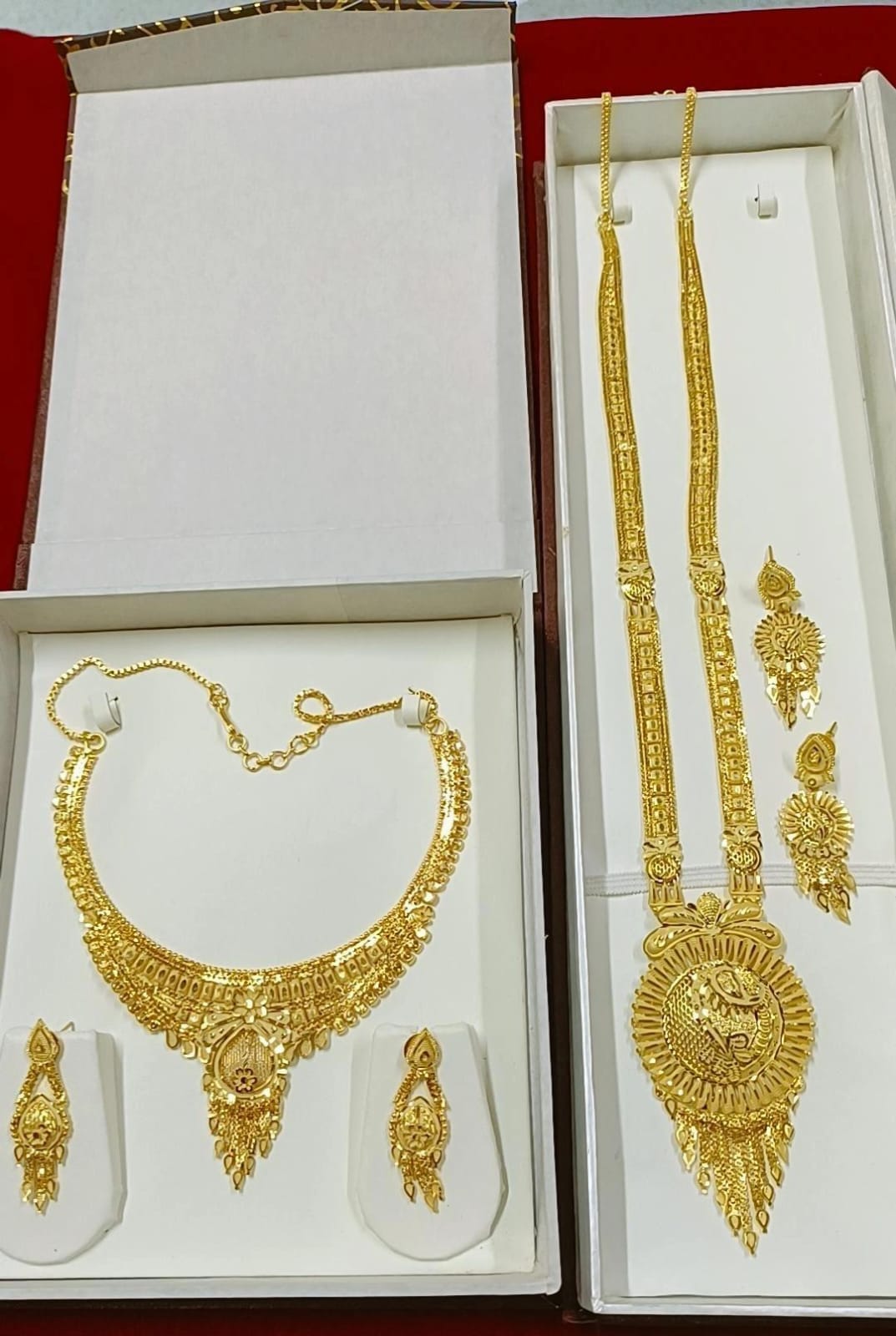 Zevar Jewellery Set Gold Plated Choker & Long Necklace Combo Set