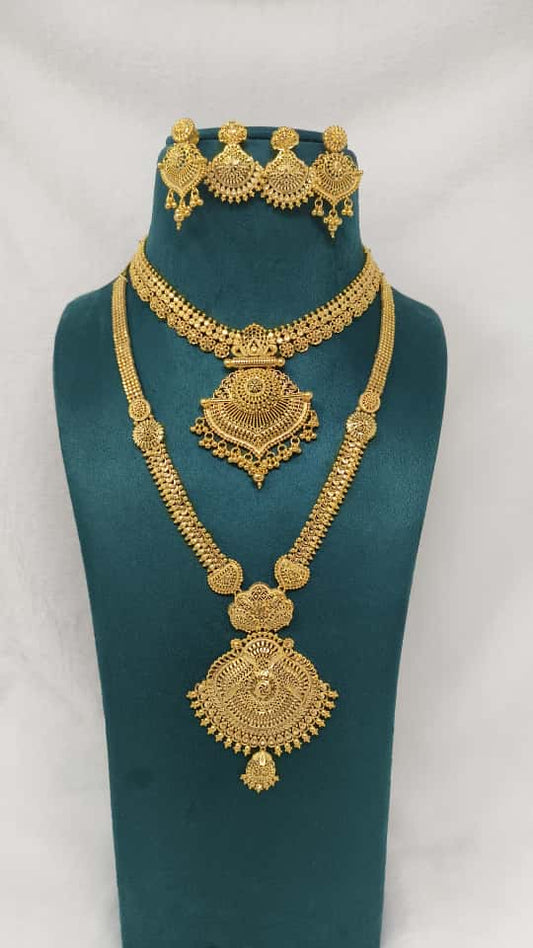 Zevar Jewellery Set Gold Plated Choker & Long Necklace Jewellery Set | Elegant Women's Fashion