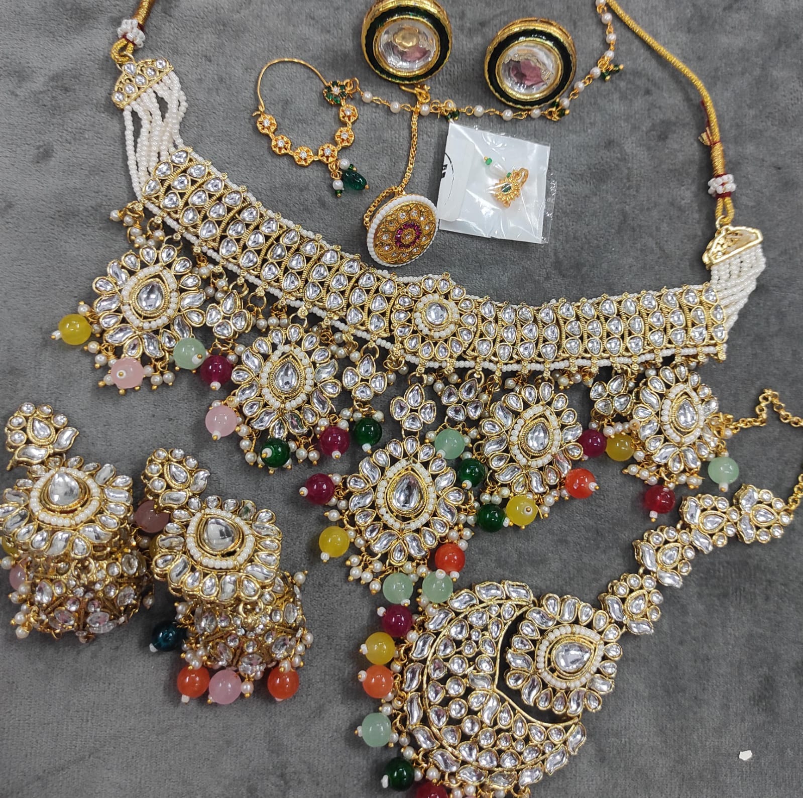 Zevar Jewellery Set Multicolour Designer Kundan Choker Necklace Set | Indian Ethnic Jewellery