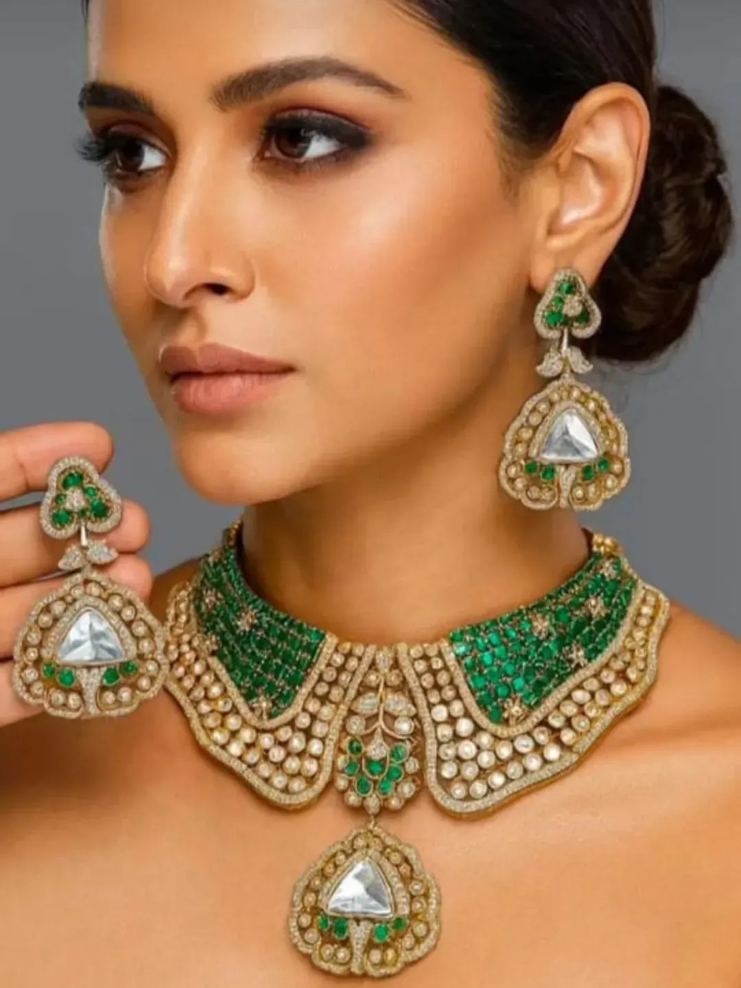 Zevar Jewelry Dark Pink Polki Uncut Kundan Choker Necklace | Premium Bridal Jewelry