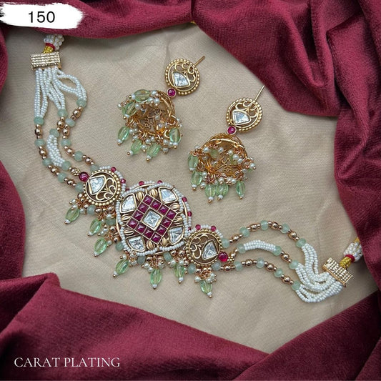 Zevar Jewelry Jadau Kundan Choker Necklace - Traditional Indian Jewelry