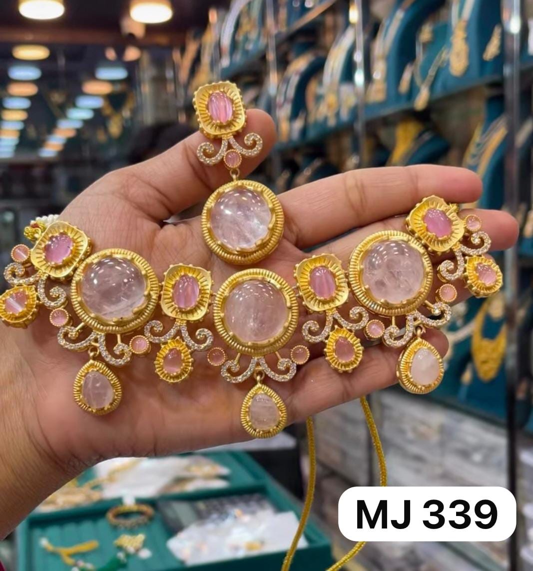 Zevar Jewelry > Necklace > Choker Pink Premium Jadau Polki Choker Necklace | Handcrafted Indian Jewelry