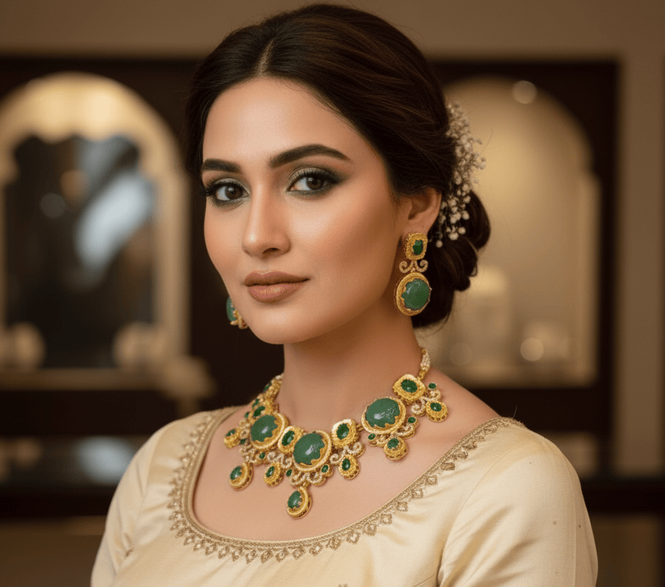 Zevar Jewelry > Necklace > Choker Premium Jadau Polki Choker Necklace | Handcrafted Indian Jewelry