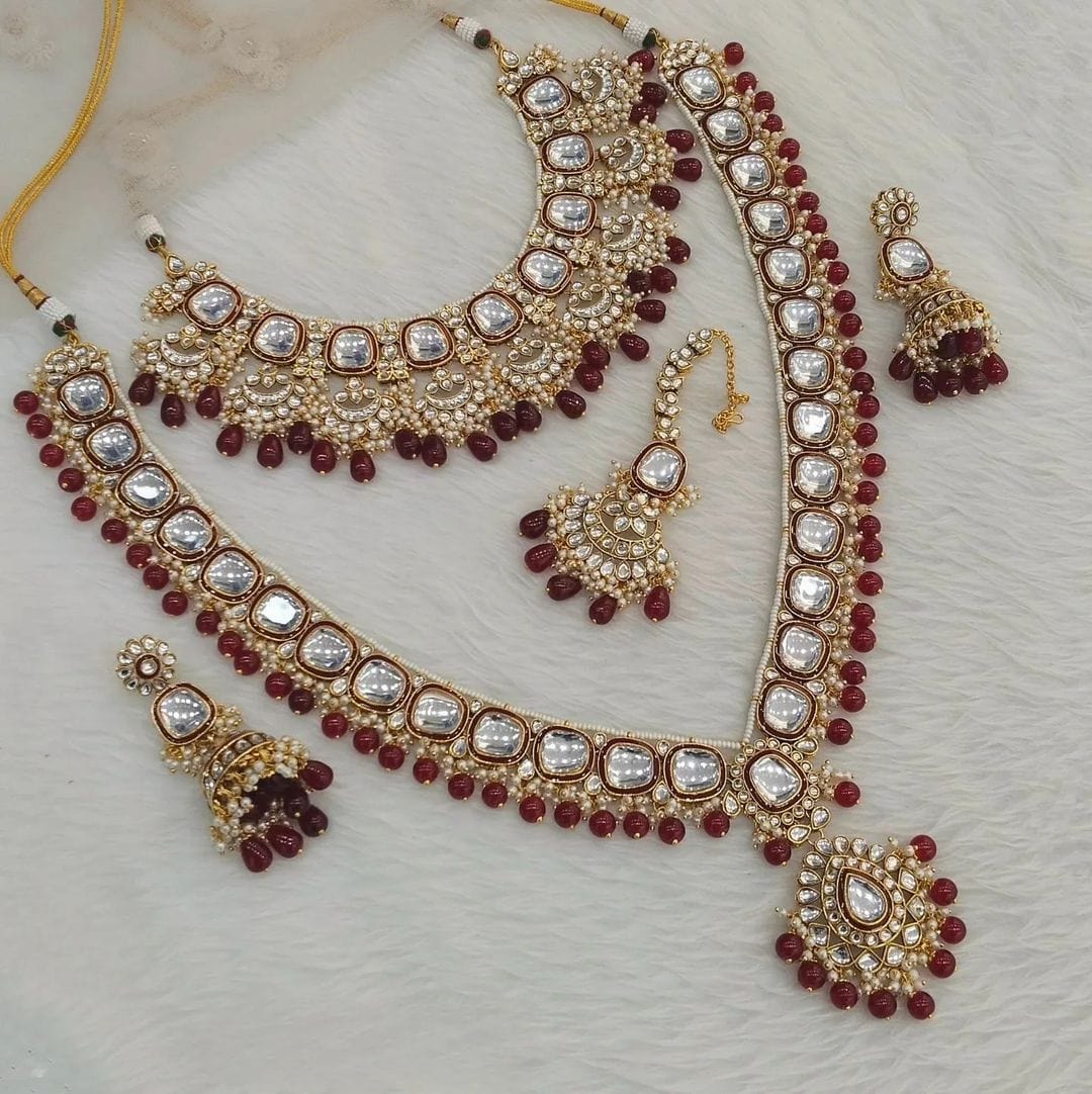 Zevar Jewelry Regal Maroon Bridal Jewelry Set