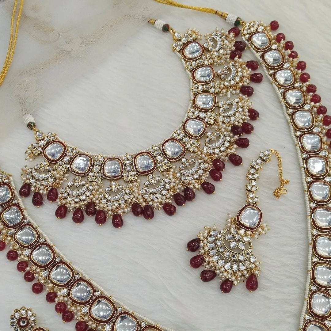 Zevar Jewelry Regal Maroon Bridal Jewelry Set