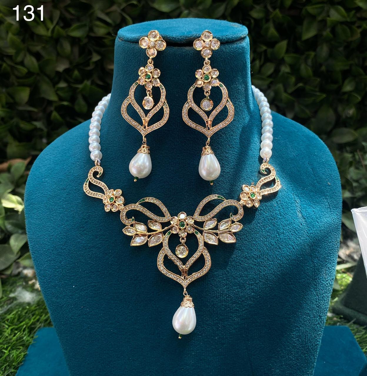 Zevar Jewelry Set Green Stones Premium AD Choker Necklace Set | Unique Emerald Jewelry