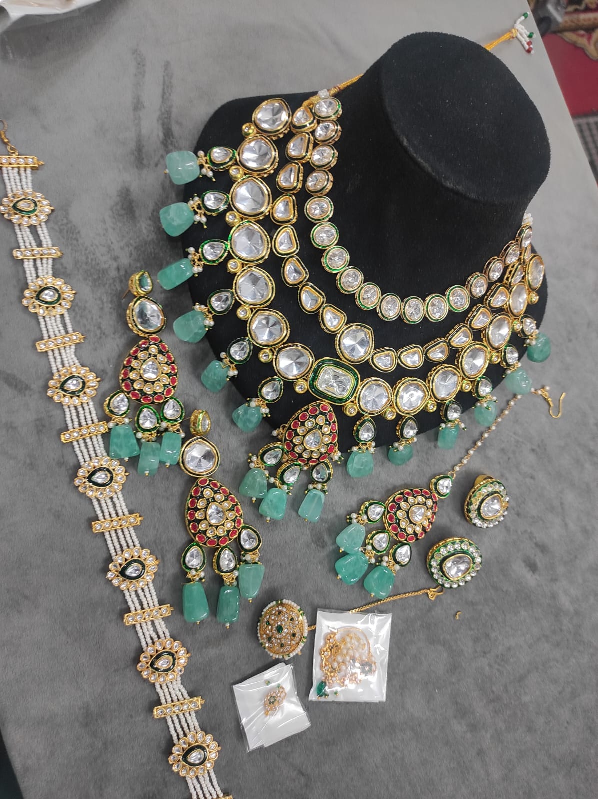 Zevar Jewelry Set Heavy Kundan Semi Bridal Set - Wedding Jewelry