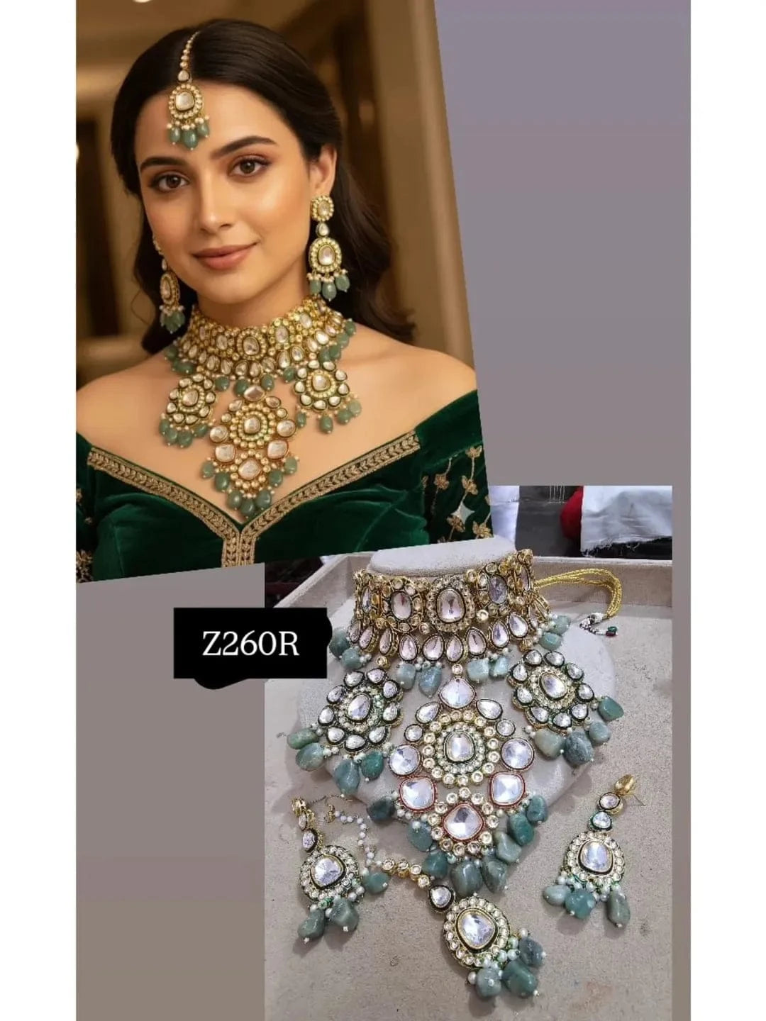 Zevar Jewelry Set Kundan Choker Necklace Set - Traditional Indian Bridal Jewelry