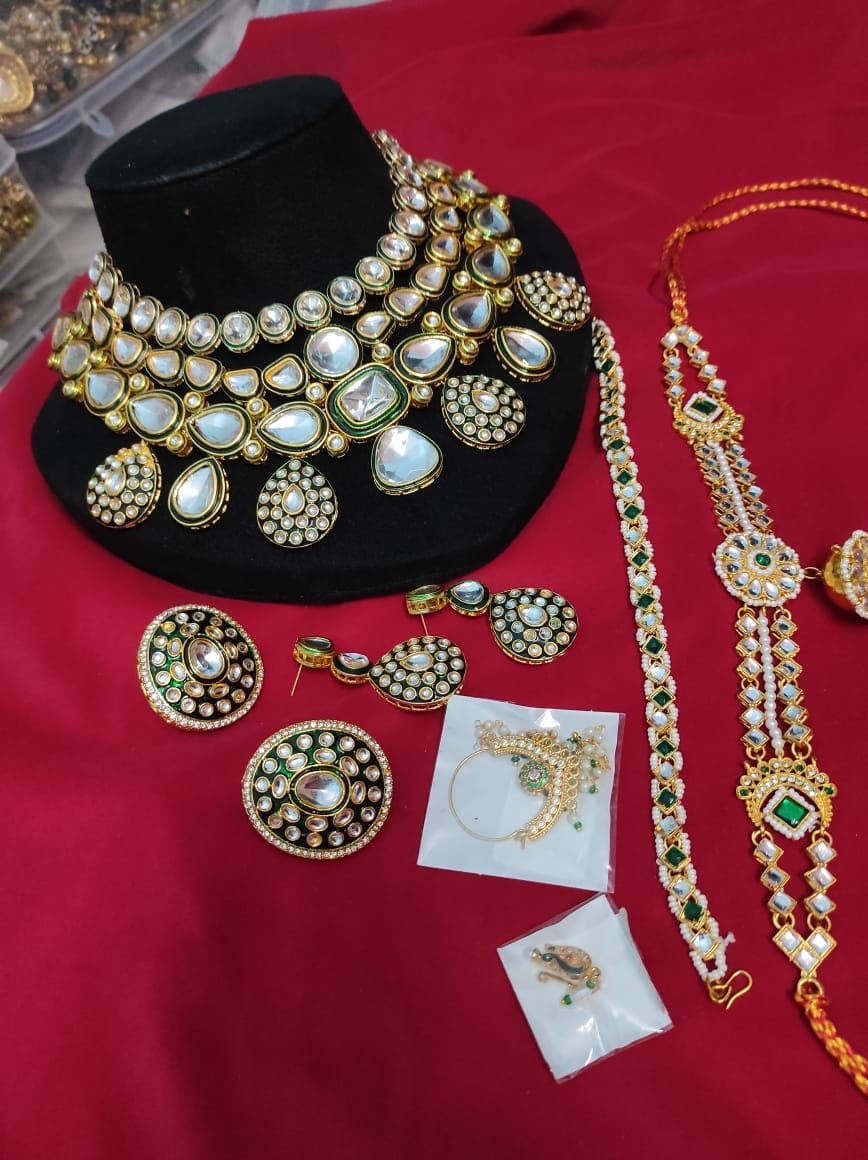 Zevar Jewelry Set Kundan Semi Bridal Jewelry Set | Traditional Indian Jewellery