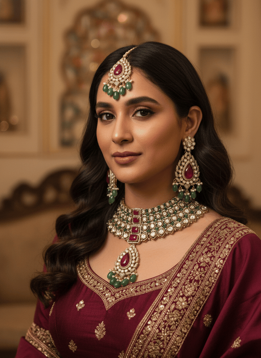 Zevar Jewelry Set Polki Real Kundan Choker Necklace Set | Uncut Diamond Bridal Jewelry