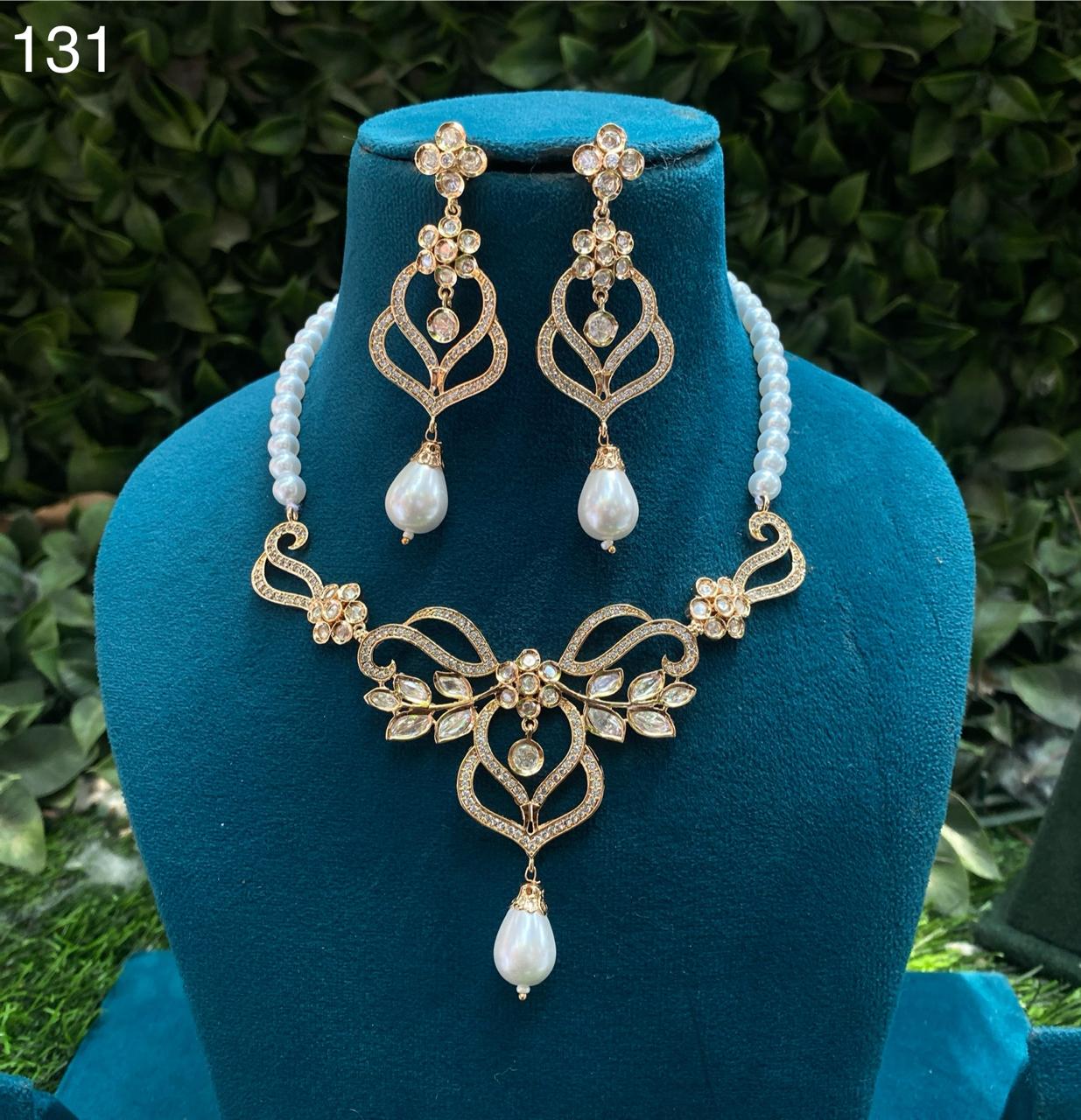 Zevar Jewelry Set White Stones Premium AD Choker Necklace Set | Unique Jewelry