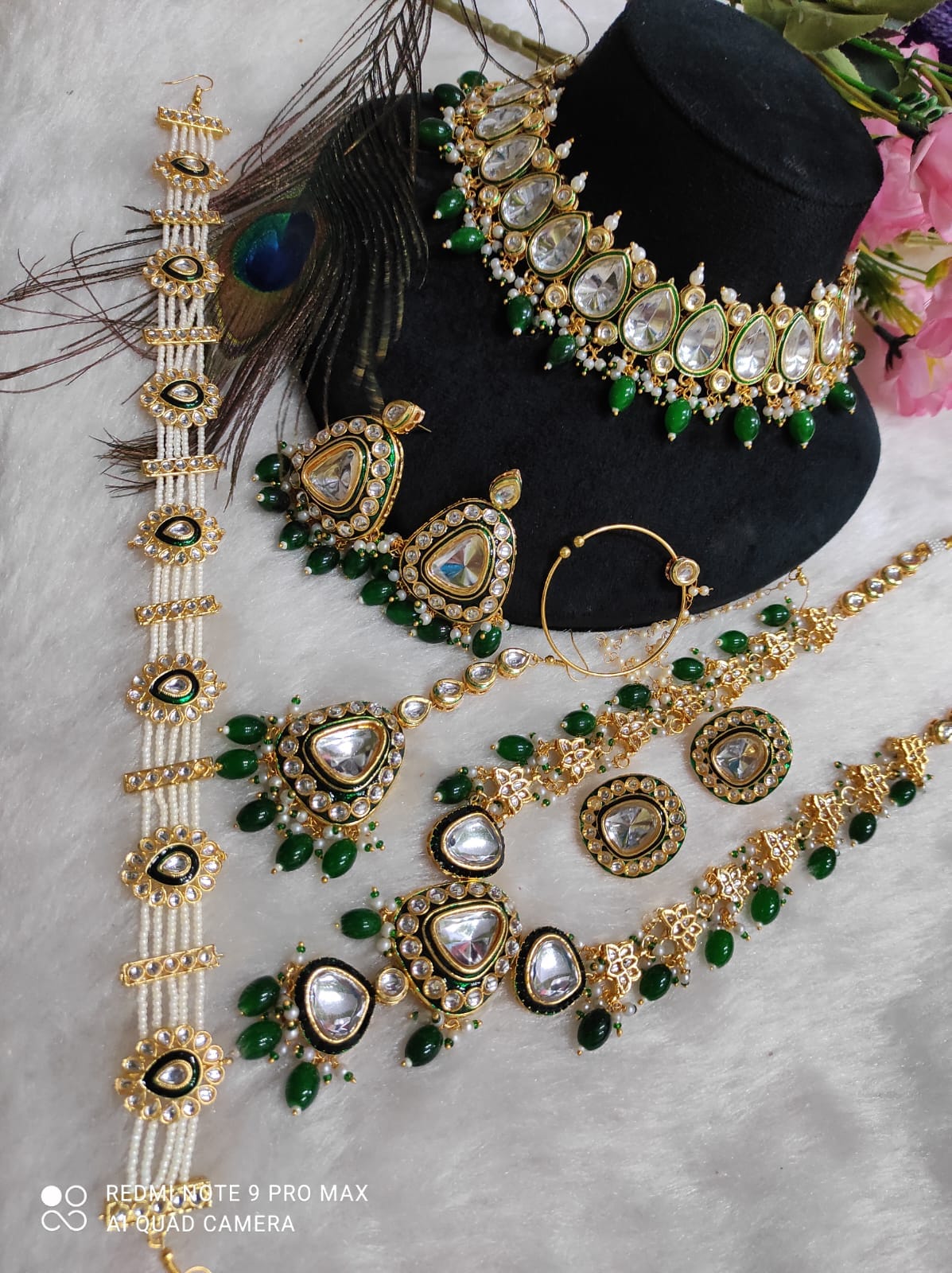 Zevar Jewelry Sets Dark Green Elegant Maroon Kundan Necklace – Exquisite Traditional Jewelry