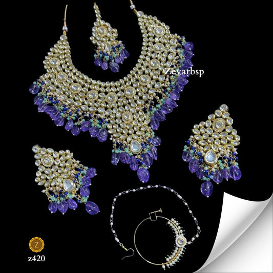 Zevar Jewelry Sets Dreamy Sapphire Elegance Kundan Choker Set