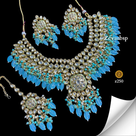 Zevar Jewelry Sets Elegant Azure Splendor Kundan Jewelry Set