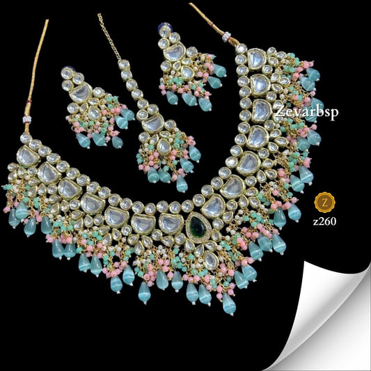 Zevar Jewelry Sets Enchanting Kundan Jewelry: Green Splendor