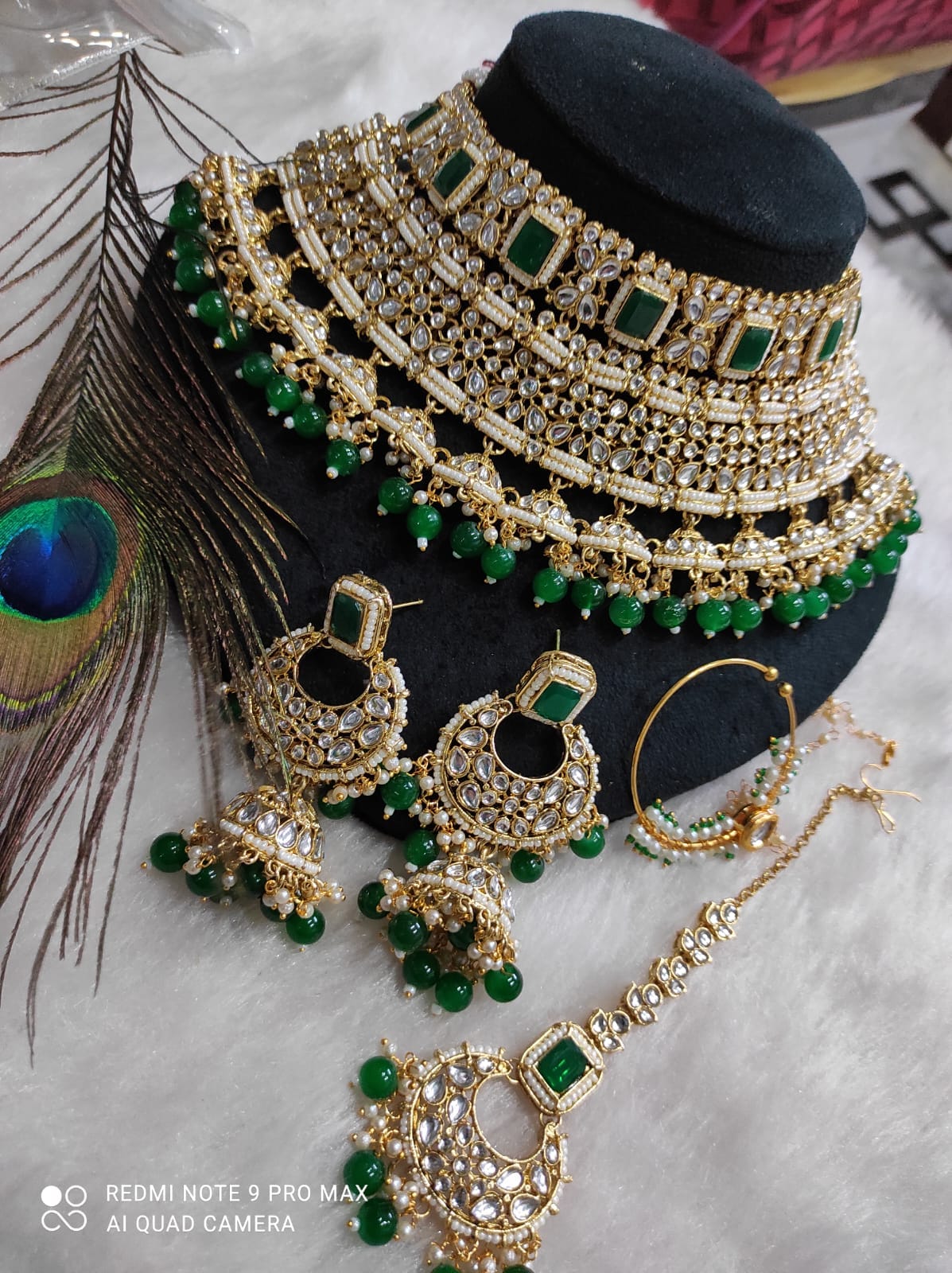 Zevar Jewelry Sets Exquisite Dark Green Kundan Jewelry Set – Royal Bridal Collection