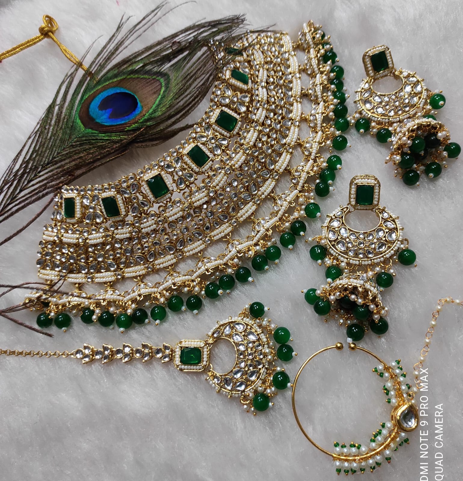 Zevar Jewelry Sets Exquisite Dark Green Kundan Jewelry Set – Royal Bridal Collection