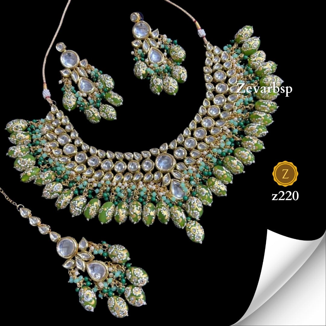 Zevar Jewelry Sets Green Enchantment Kundan Jewelry Set