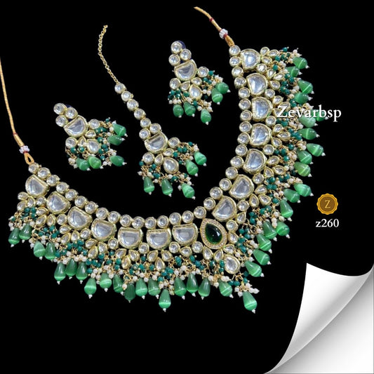 Zevar Jewelry Sets Green Essence Kundan Jewelry Ensemble