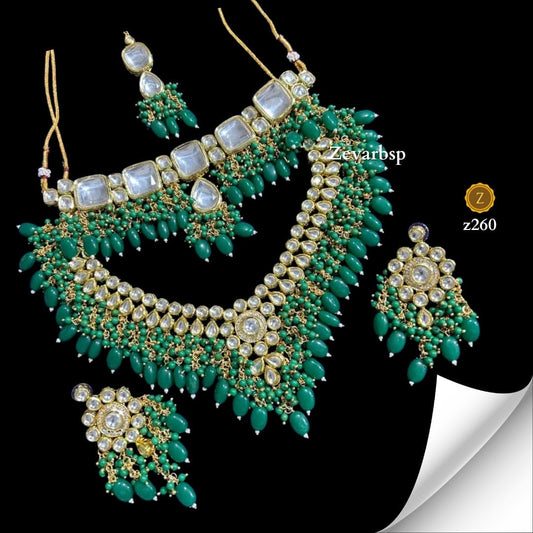 Zevar Jewelry Sets Green Harmony Kundan Choker Set