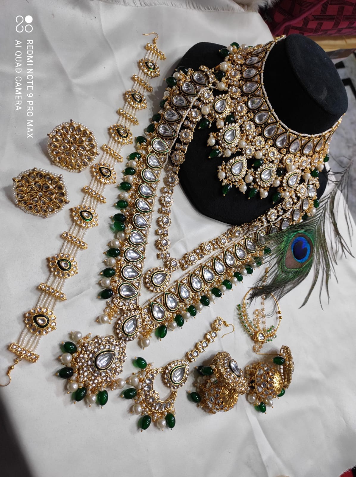 Zevar Jewelry Sets Green Heavy Kundan Bridal Jewellery Set