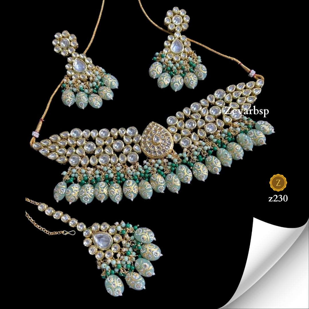 Zevar Jewelry Sets Green Reverie Kundan Choker Collection