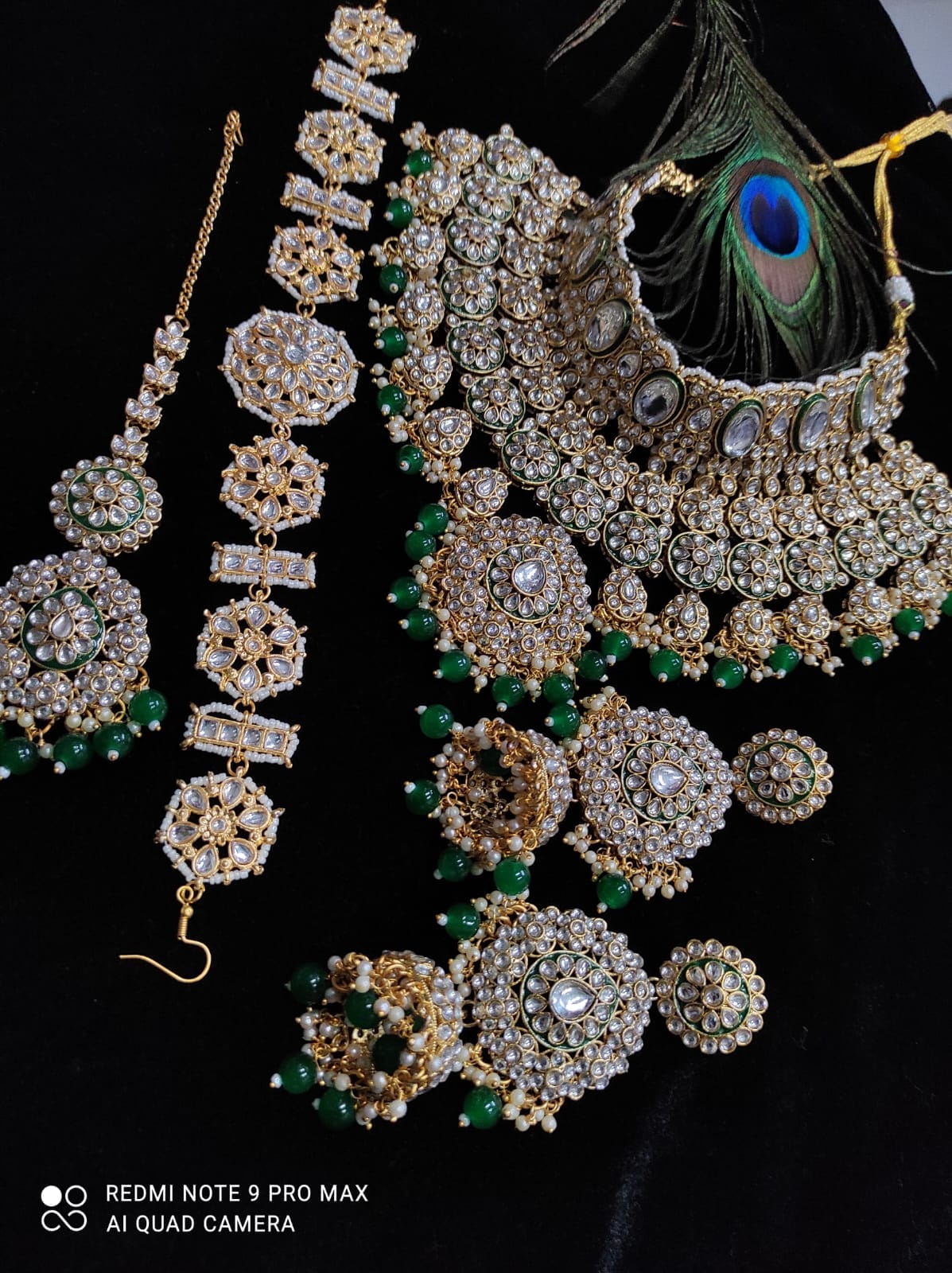 Zevar Jewelry Sets Majestic Dark Green Kundan Jewelry Set – Premium Bridal Ensemble