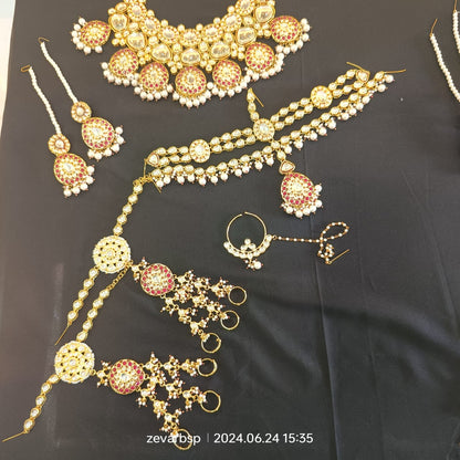 Zevar Jewelry Sets Maroon Opulent Heavy Kundan Bridal Set
