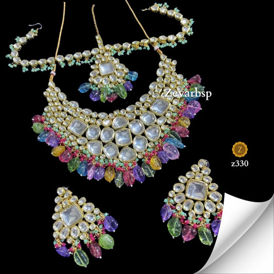 Zevar Jewelry Sets Mosaic Melody Kundan Multicolor Necklace