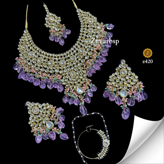 Zevar Jewelry Sets Orchid Elegance Kundan Necklace Set