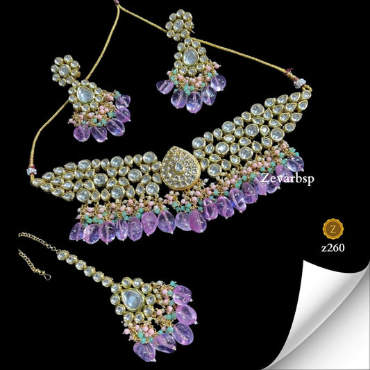 Zevar Jewelry Sets Pink Peony Elegance Kundan Choker Set