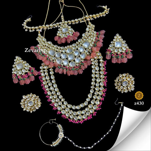 Zevar Jewelry Sets Rosy Radiance Kundan Necklace Ensemble