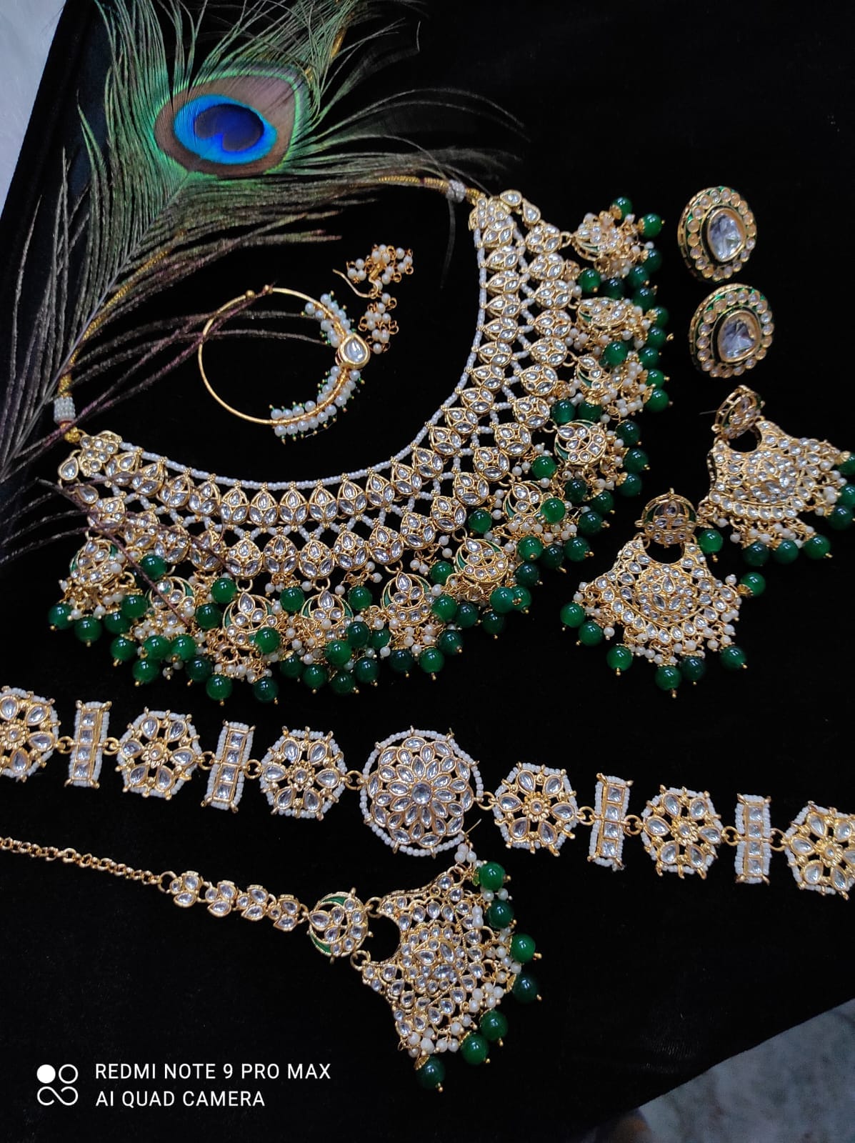 Zevar Jewelry Sets Royal Dark Green Kundan Jewelry Set – Extravagant Bridal Collection