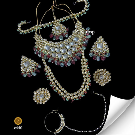 Zevar Jewelry Sets Vibrant Mosaic Kundan Necklace Ensemble