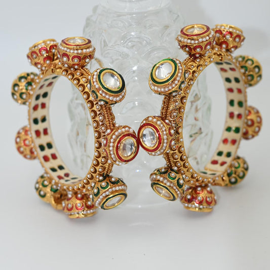 Zevar Kada Bangle Trending Meenakari Rajwadi Kada - Exquisite Gold Plated Bangle