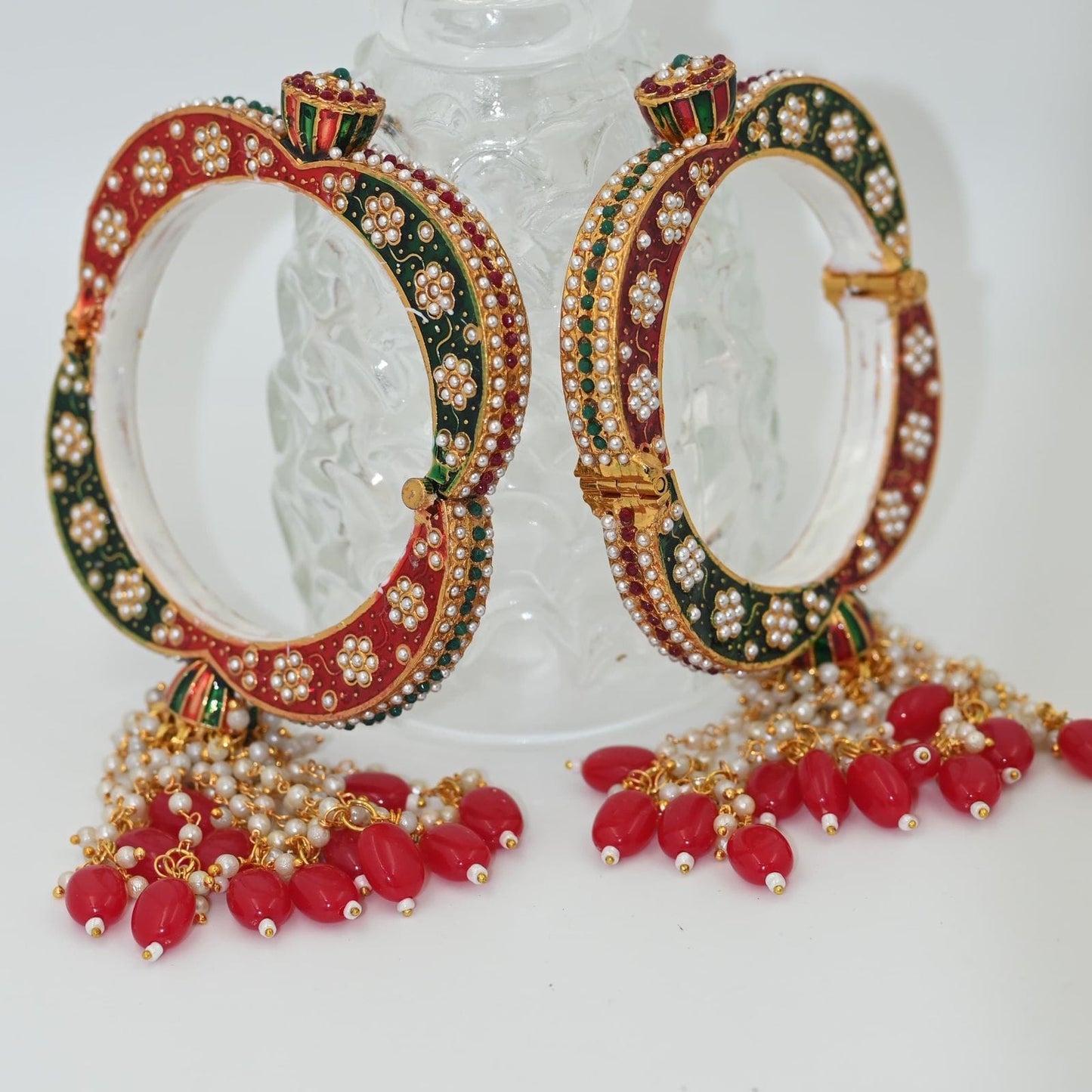 Zevar Kada Bracelet Exquisite Rajwadi Kundan Kada - Gold Plated Elegance