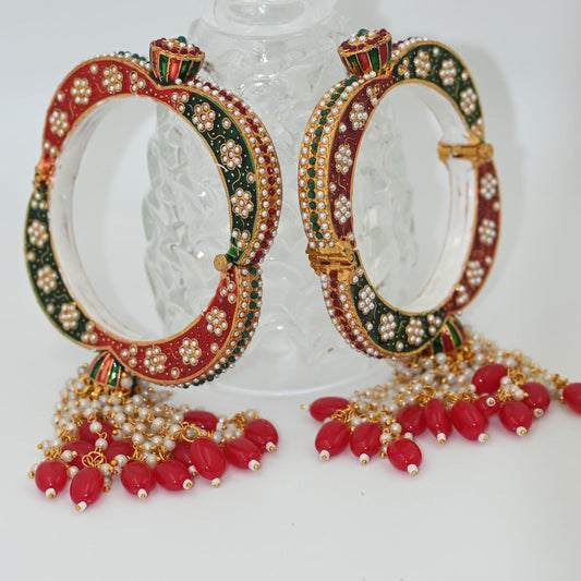 Zevar Kada Bracelet Exquisite Rajwadi Kundan Kada - Gold Plated Elegance