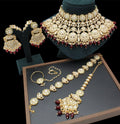 Zevar kudan Bridal Jewelry set Maroon Traditional Indian Kundan Bridal Jewelry  Set With Maroon Beads