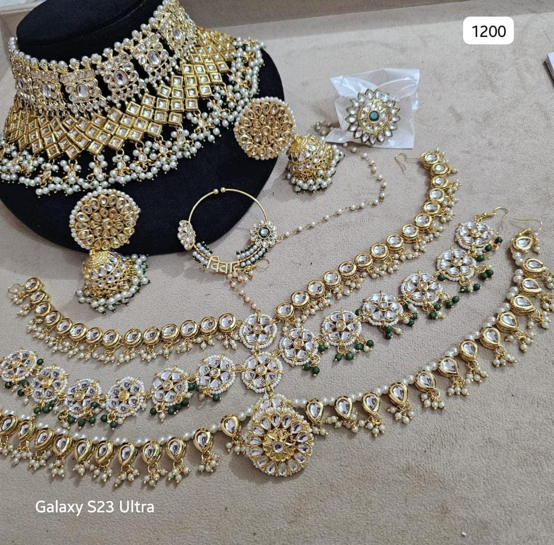 Zevar Kundan Bridal Jewellery Exquisite Kundan Bridal Necklace Set with Matching Earrings