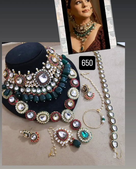 Zevar Kundan Bridal Jewellery Kundan chokher and long necklace classy look full set