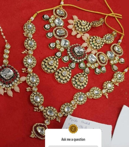 Zevar Kundan Bridal Jewellery Kundan chokher and long necklace classy look full set