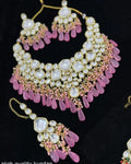 Zevar Kundan Bridal Jewellery Pink Pink Beads Kundan Jewelry Set