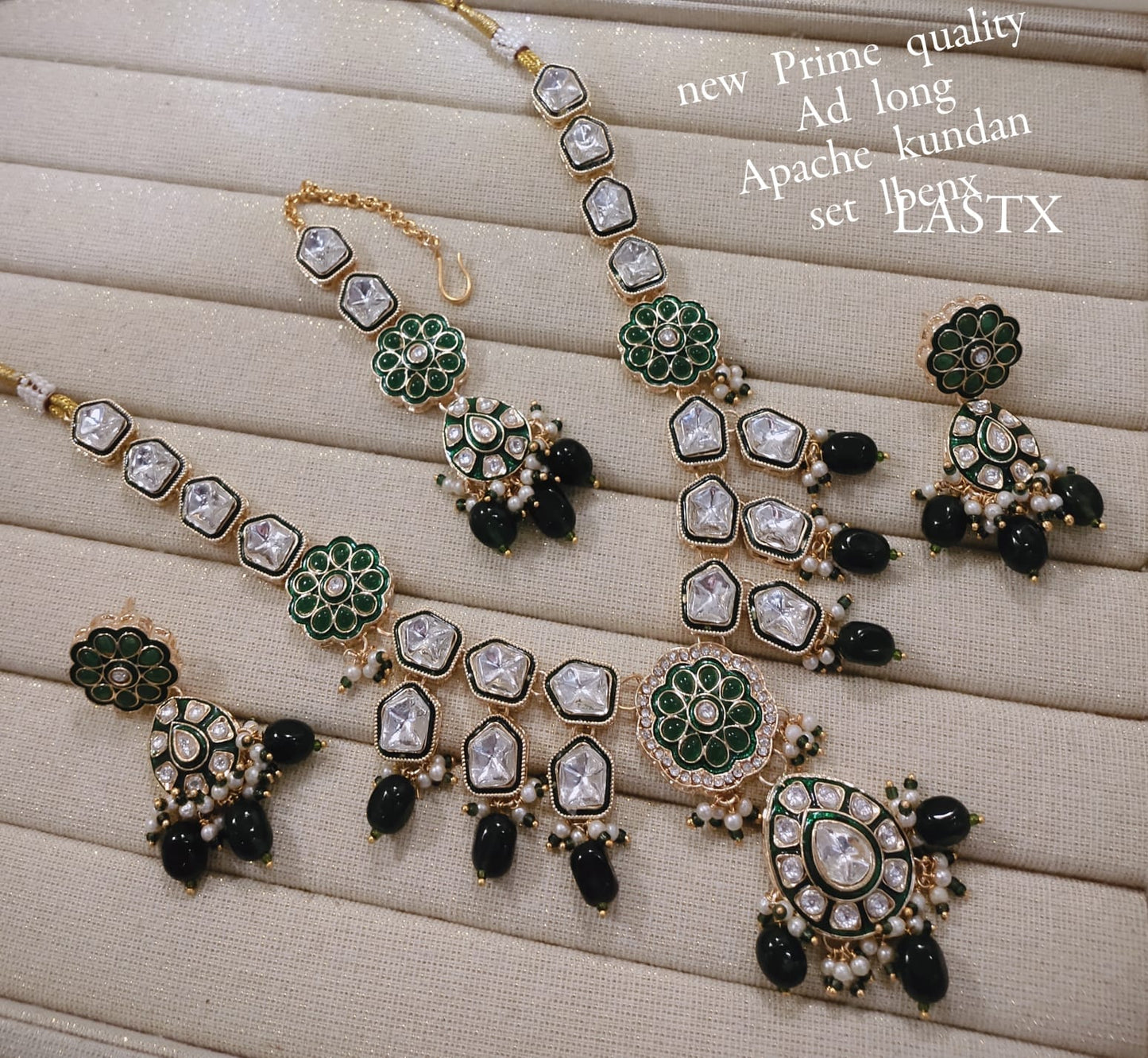 Zevar Long necklace Dark Green AD Long Necklace Set – Designer Indian Bridal Jewelry Online