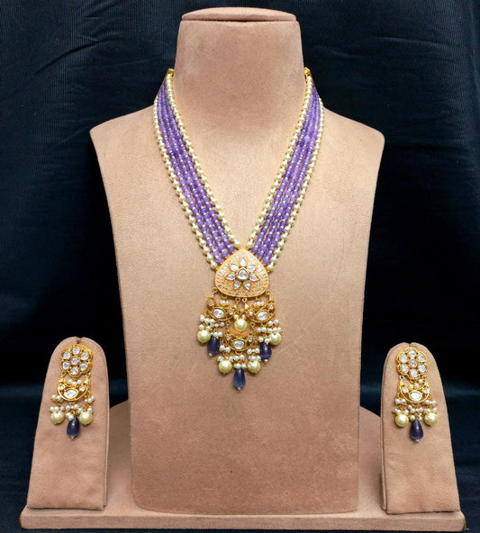 Zevar Long necklace Elegant Light Purple Long Pendant Set