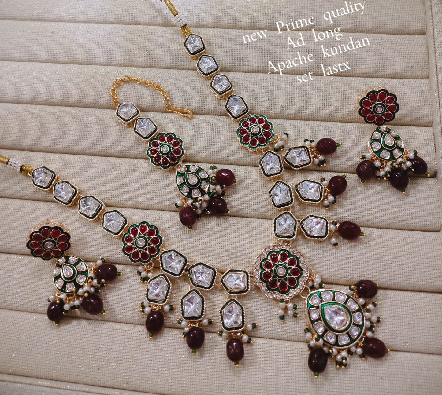 Zevar Long necklace Maroon AD Long Necklace Set – Designer Indian Bridal Jewelry Online